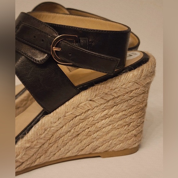 Stuart Weitzman Lexia Leather Black Espadrille Wedge Women’s Sandal Size 7 - Picture 8 of 12